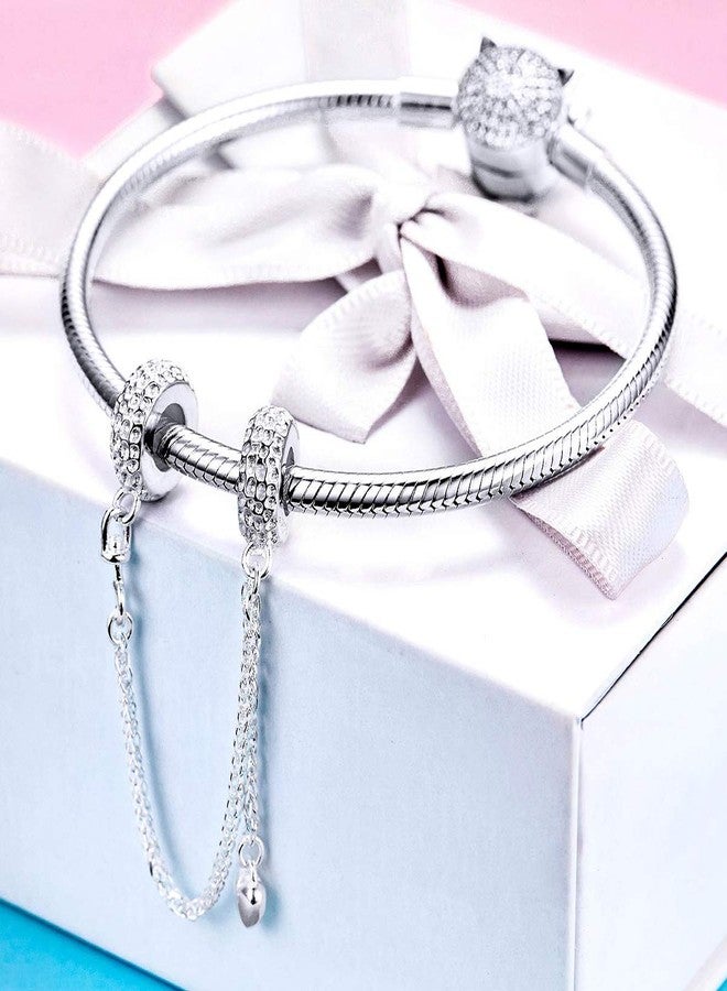 ARTCHARM Heart Safety Chain Charm 925 Sterling Silver Beads fit European Charms Bracelet & Necklace (Love Safety chain) - Image 4